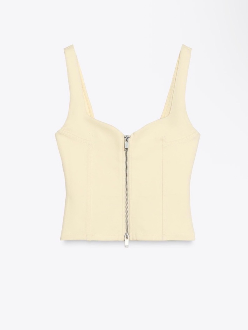 Zara Pale Yellow Zip-Front Structured Camisole